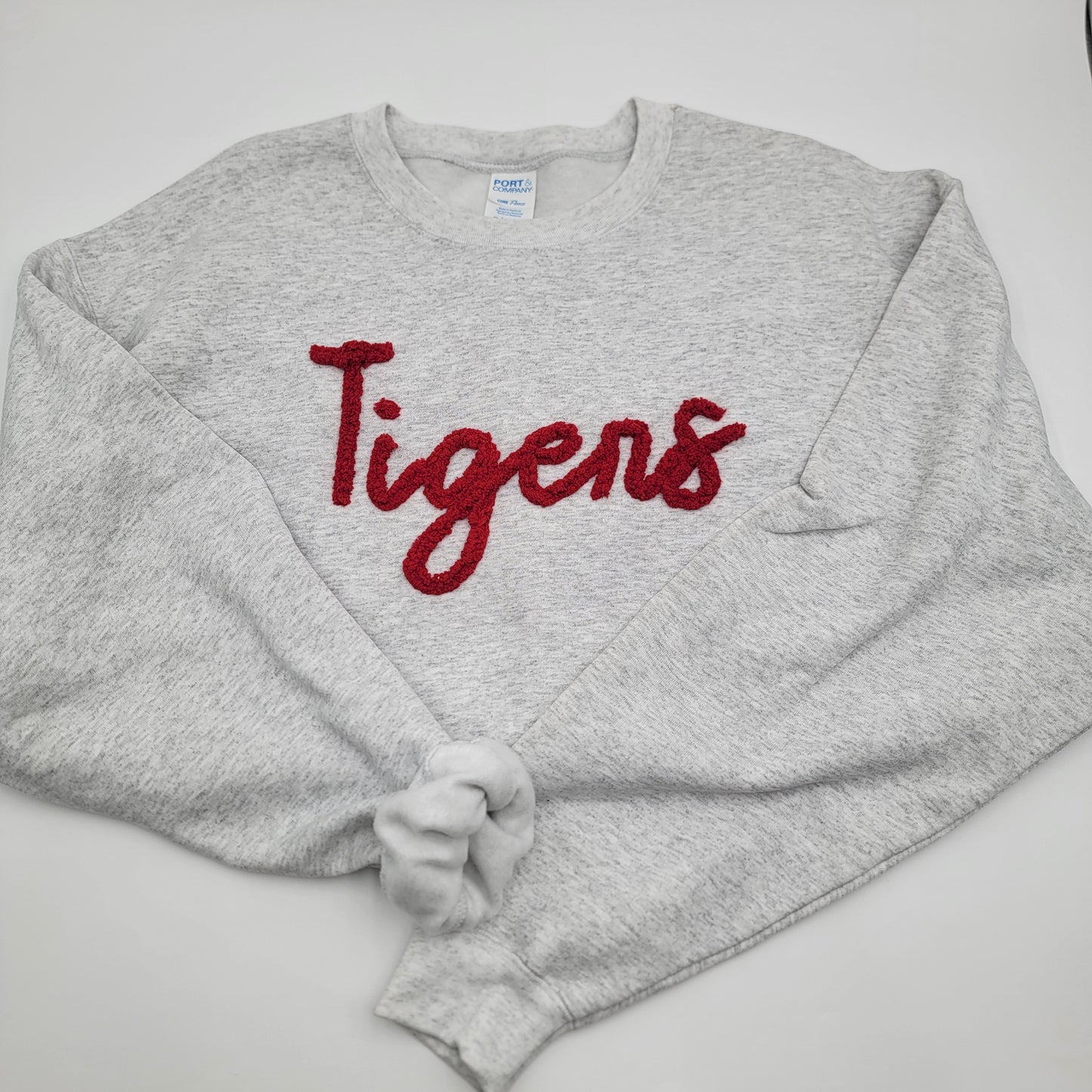 Custom Faux Chenille Yarn Sweatshirt, Yarn Crewneck, Spirit Wear Sweatshirt