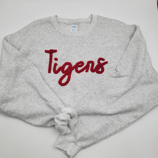 Custom Faux Chenille Yarn Sweatshirt, Yarn Crewneck, Spirit Wear Sweatshirt
